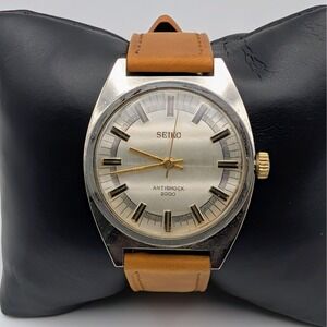 Seiko Antishock 2000 Vintage Manual Wind Watch 35mm Sunburst Dial Gold Hands